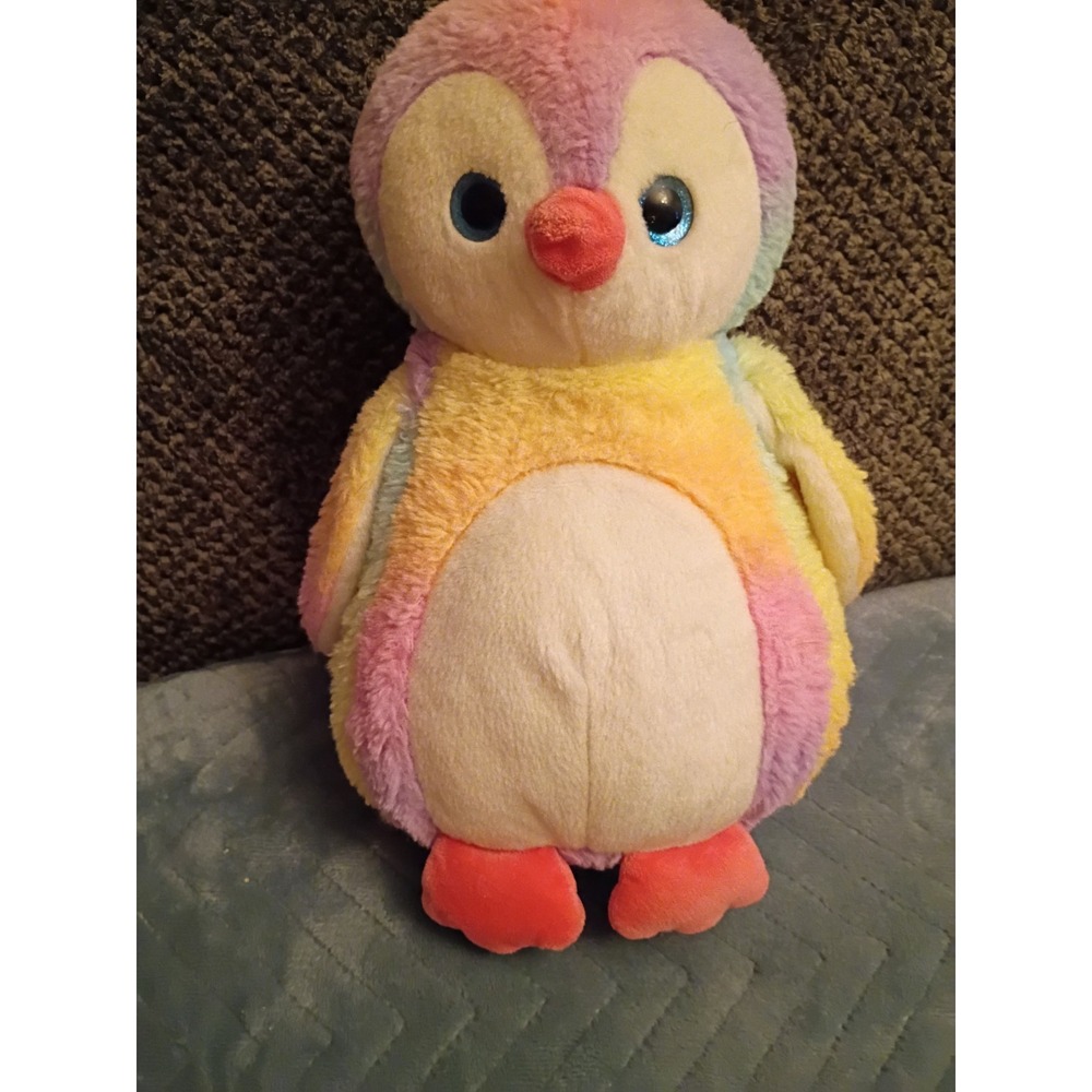 Vtg 1994 The Petting Zoo Rainbow Penguin Plush 10" Pastel Tie Dye Stuffed Animal - Picture 10 of 14